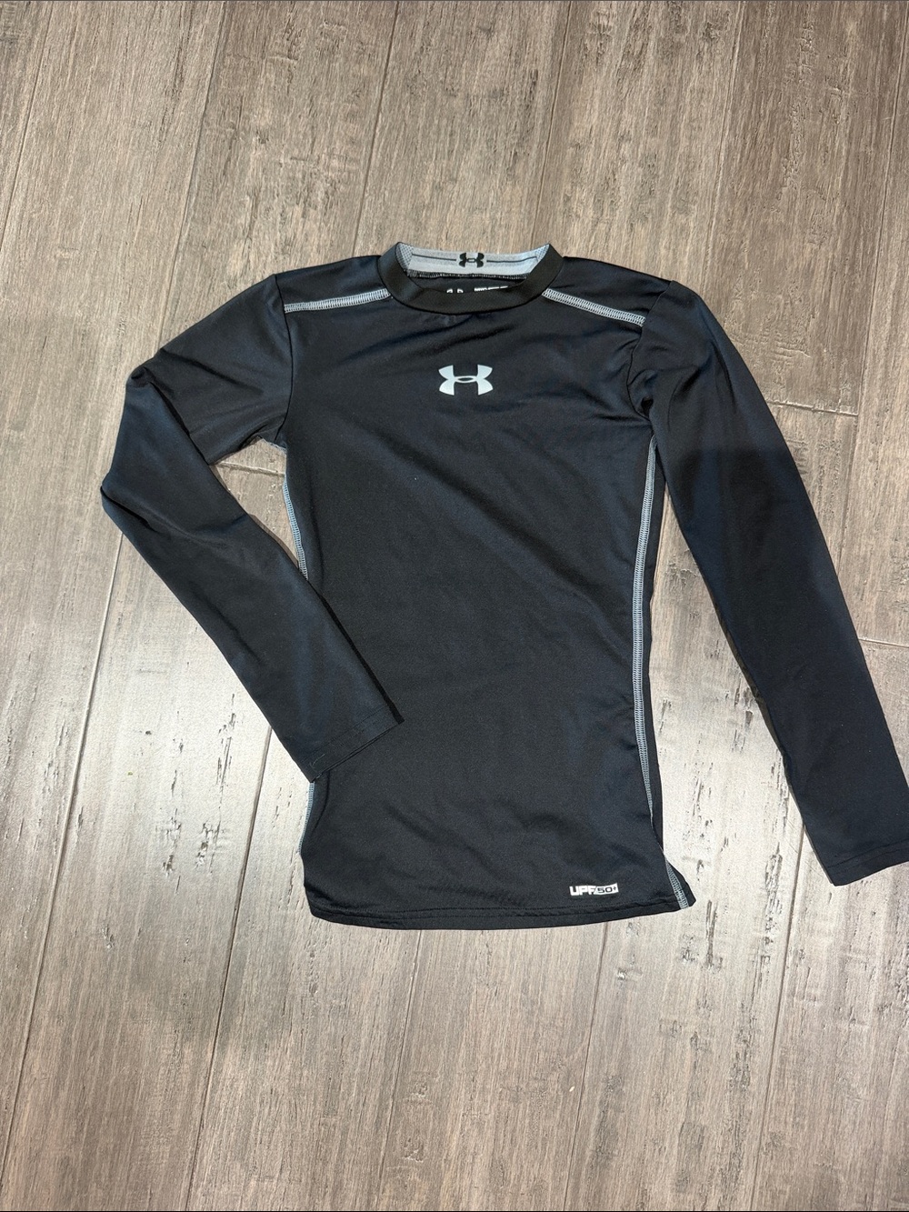 Under Armour Black Long Sleeve Performance Top with Gray Accents